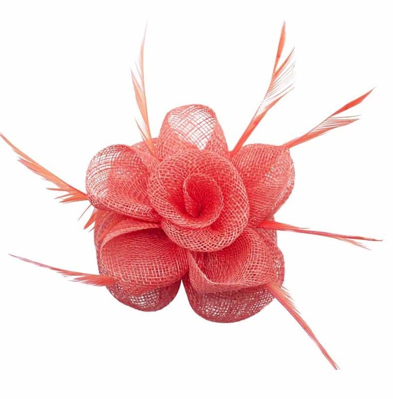 Coral Jade Blue Silver Fascinator Wedding Ascot Hat Hair Small Flower Fascinator Brooch Clip Mother Of The Bride Bridal UK Seller