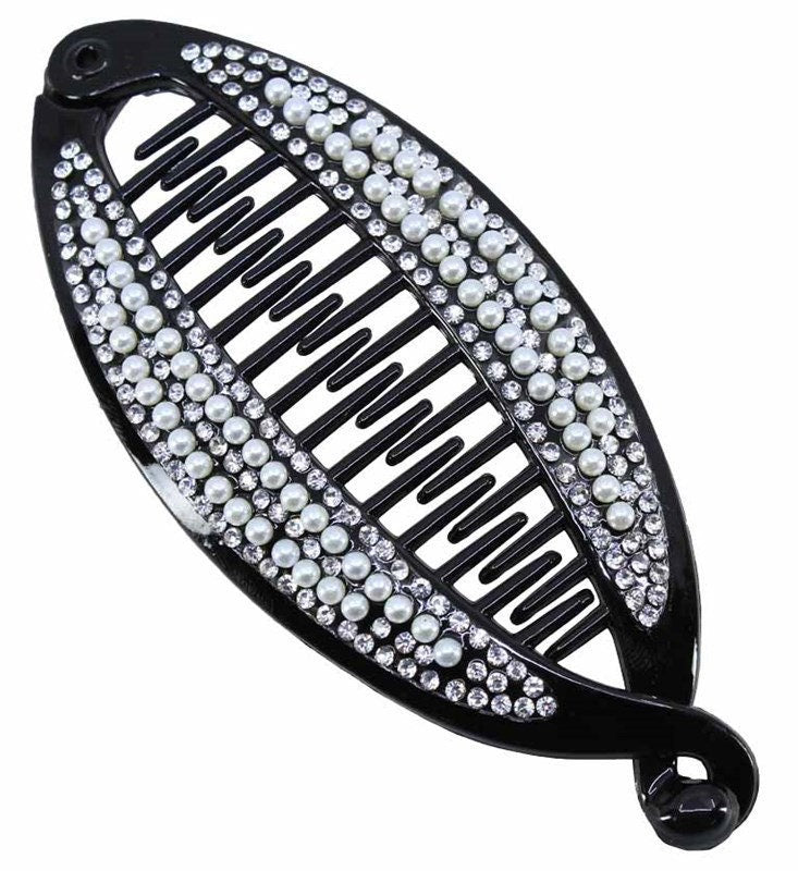 Banana Hair Clip Small Diamante Pearl Hair Accessories Women Girls