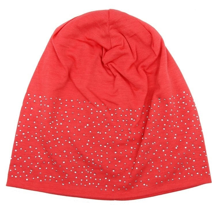Diamnti Beanie Hat Black Grey Navy Pink Rhinestone Embellishments Ladies Womens Winter Stretchy Hats Christmas UK