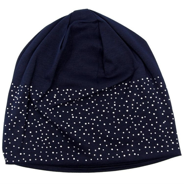 Diamnti Beanie Hat Black Grey Navy Pink Rhinestone Embellishments Ladies Womens Winter Stretchy Hats Christmas UK