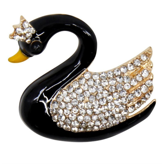 Swan Brooch Genuine Crystal Gifts For Women Mum Nan Sister Friend Mothers Day Birthday Pins Badges Brooches UK Seller Gift Set Black White