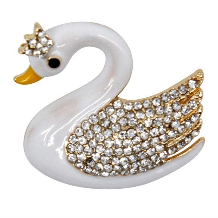 Swan Brooch Genuine Crystal Gifts For Women Mum Nan Sister Friend Mothers Day Birthday Pins Badges Brooches UK Seller Gift Set Black White