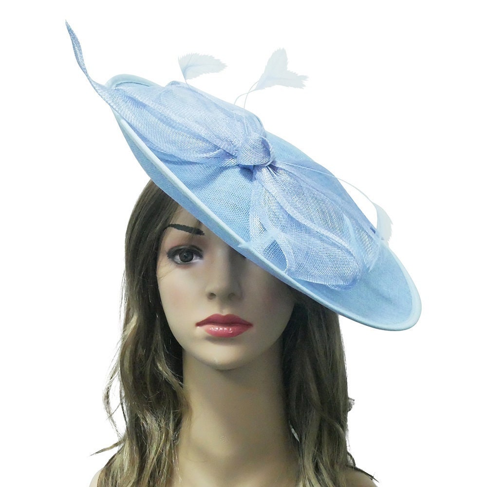 Pink Blue Grey Bow Large Fascinator Wedding Ascot Sinamay Hat Hairband  Small Fascinator Brooch Clip Mother Of The Bride Bridal UK Seller