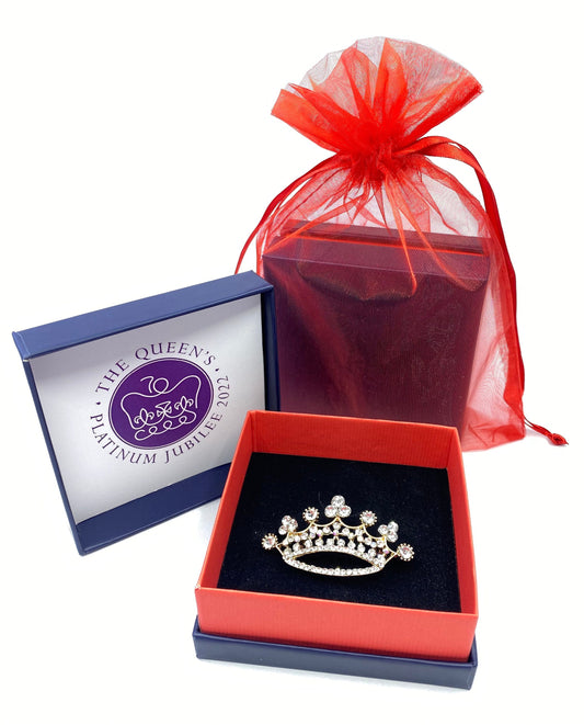 Queens Jubilee 2022 Brooch Platinum Jubilee Brooch Gift Souvenir Queens Crown Brooch Boxed Gift Set Part Gifts UK Seller