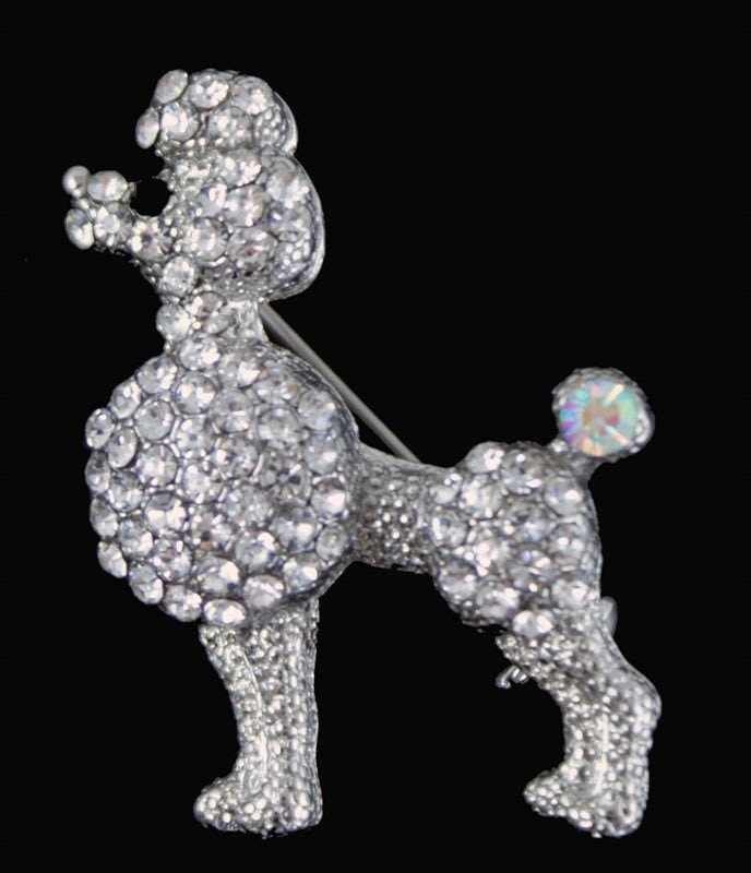 Poodle Dog Brooch Dog Gifts Puppy Crystal Stones Hand Made UK Brooches for Women Pin Badges Christmas Vintage Pet Animal Gifts Women