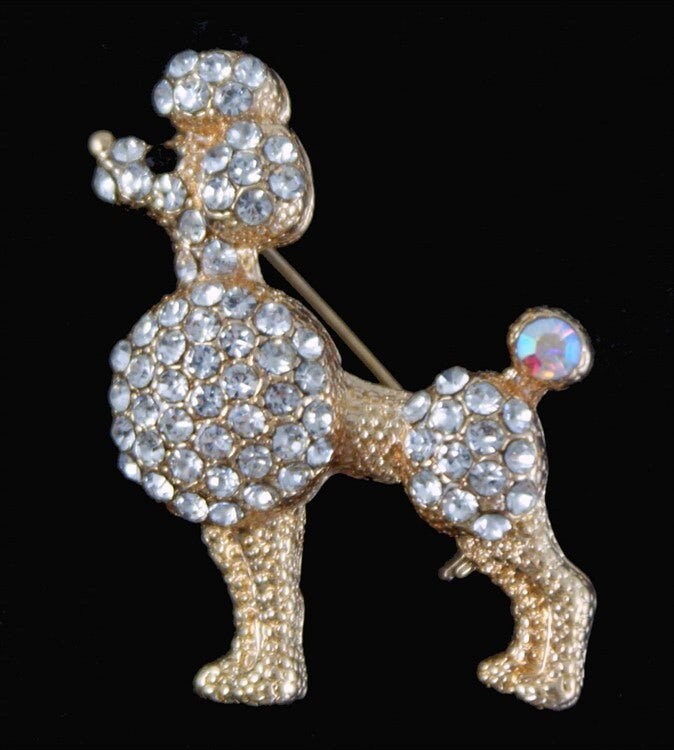 Poodle Dog Brooch Dog Gifts Puppy Crystal Stones Hand Made UK Brooches for Women Pin Badges Christmas Vintage Pet Animal Gifts Women