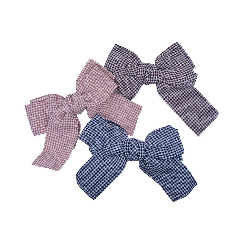 Gingham Bow Concord Clips UK Seller  Girls Hair Accessories Winter Bows Check Design Clips Grips Barrettes Baby Toddler Girl Christmas