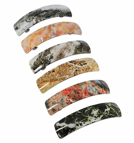 Large French Clip Hair Barrette Clips Grips Hair Clamp Slide Hair Accessories Hair Tools Women Girls UK Seller Marble Design Oval Rectangle