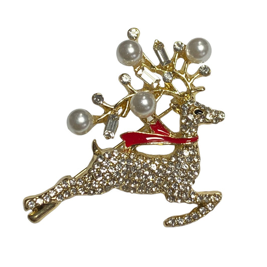 Christmas Brooch 2022 Genuine Crystal UK Seller Christmas Reindeer Decorations Crystal Pin Badge Boxed XMAS Gift Mum Dad Nan Teacher