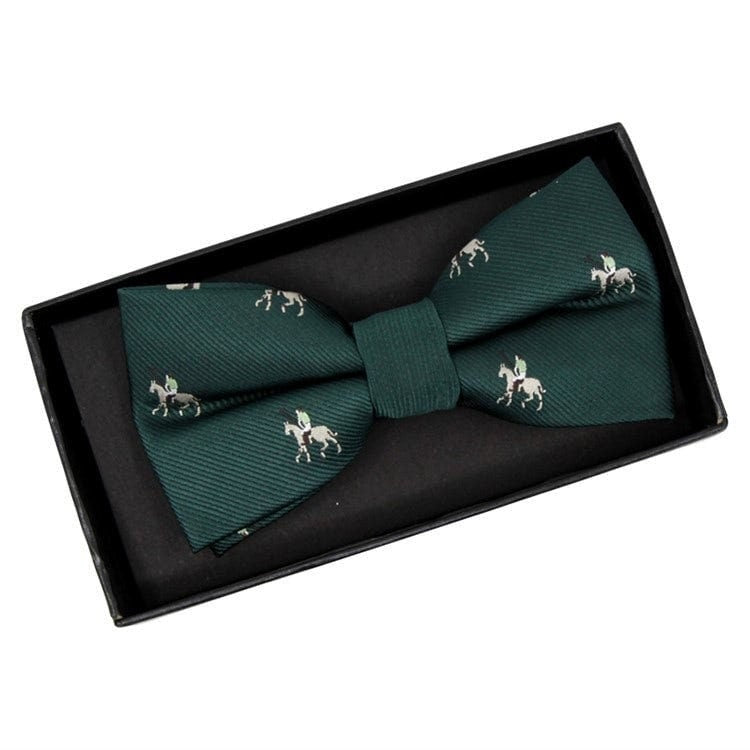 Red  Green Horse Polo Themed Bow Tie For Men Pre Tied Dicky Bow Christmas Occassion Wedding Birthday Gifts For Men UK Seller