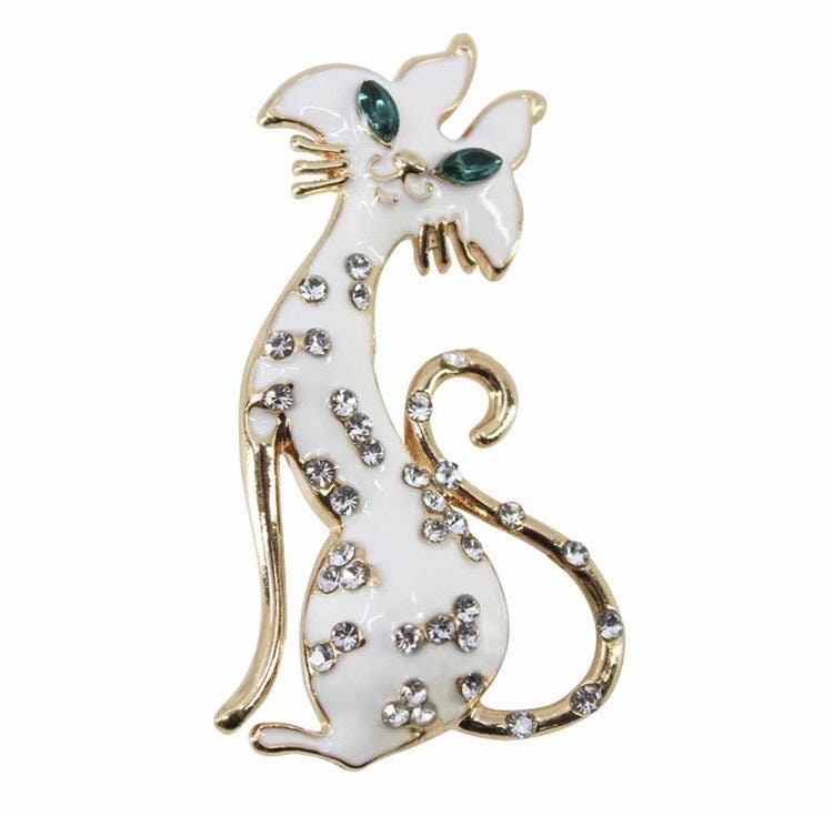 Cat Brooch Cat Pin Crystal Stones UK Brooches for Women Bird Pin Badges Christmas Vintage Gifts For Mum Nan Sister Friend Birthday