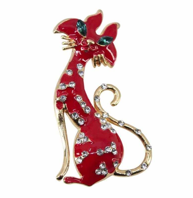 Cat Brooch Cat Pin Crystal Stones UK Brooches for Women Bird Pin Badges Christmas Vintage Gifts For Mum Nan Sister Friend Birthday