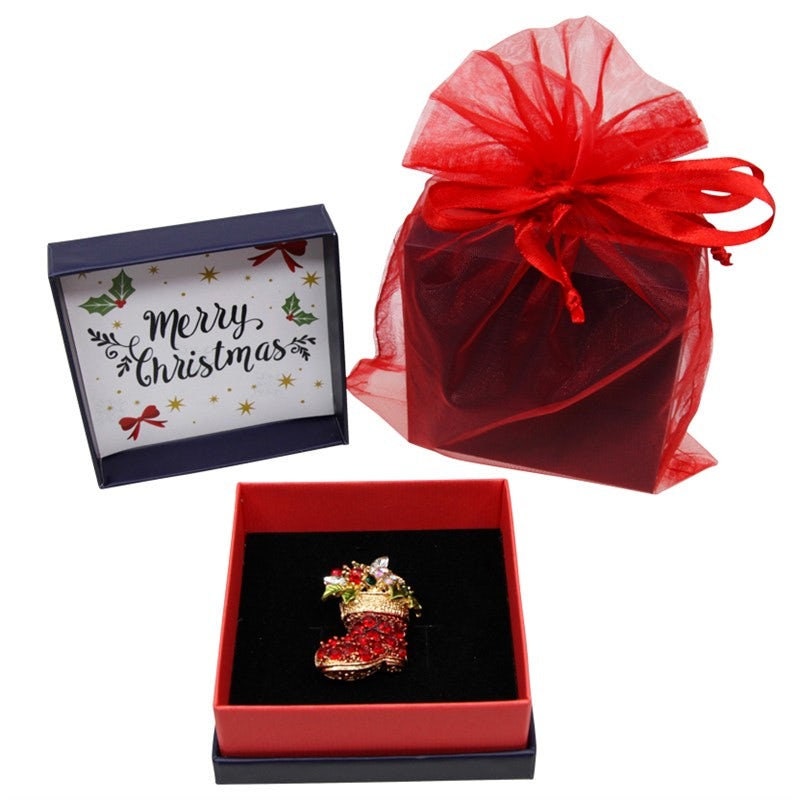 Christmas Brooch 2020 UK Seller Christmas Santa Bauble Decorations Crystal Pin Badge Boxed Set XMAS Personalised Gifts for Ladies