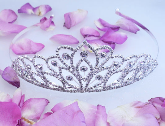 Brides Tiara Genuine Crystal Princess Bridesmaid Flower Girl Prom Wedding Crown UK Seller Bridal Hair Accessories Silver Tiara