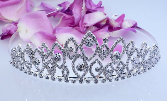 Brides Tiara Genuine Crystal Princess Bridesmaid Flower Girl Prom Wedding Crown UK Seller Bridal Hair Accessories Silver Tiara