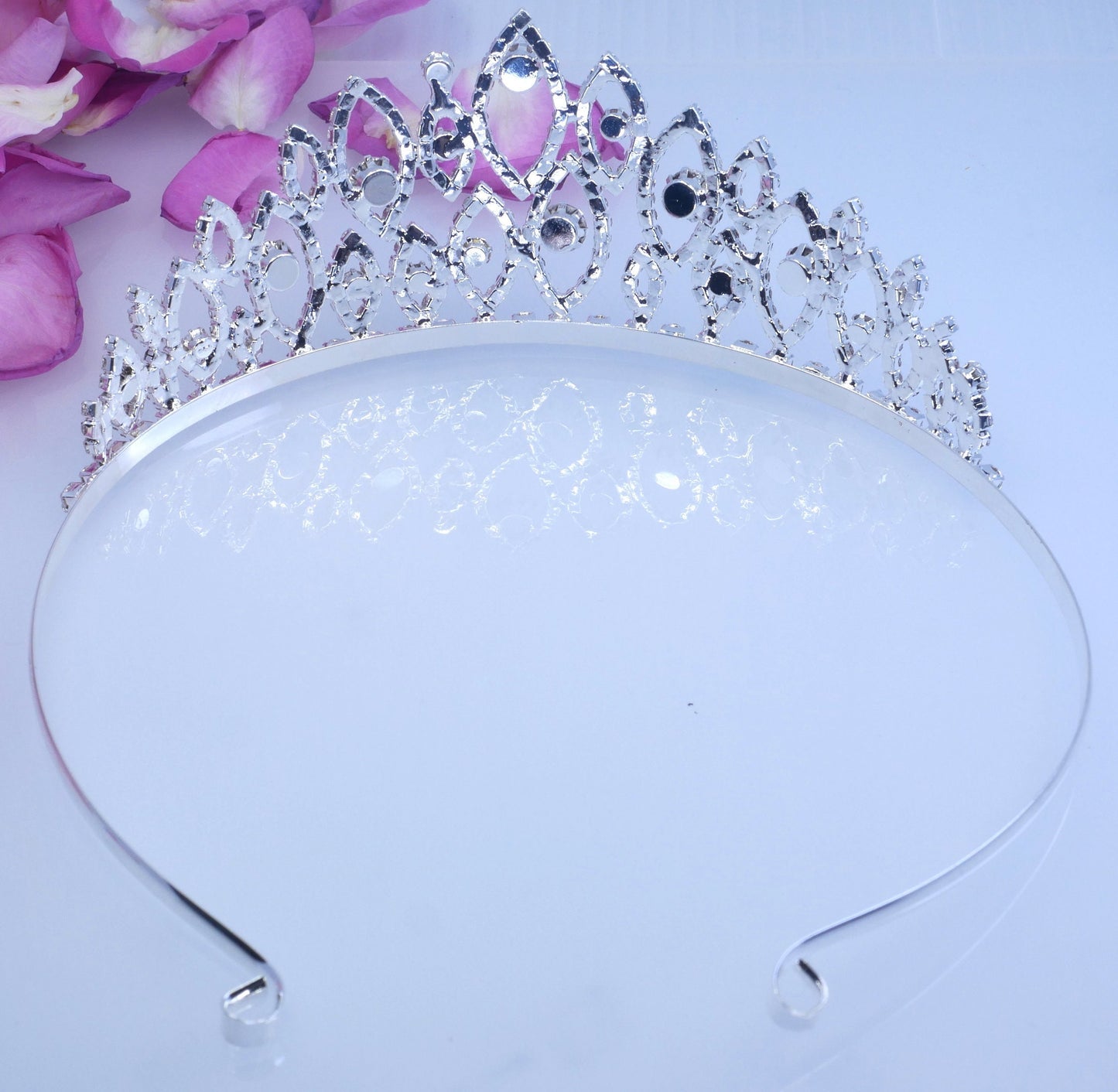 Brides Tiara Genuine Crystal Princess Bridesmaid Flower Girl Prom Wedding Crown UK Seller Bridal Hair Accessories Silver Tiara