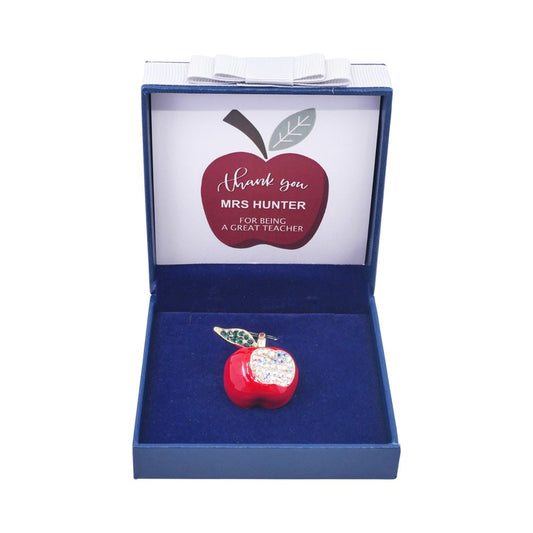 Personalised Gifts For Teachers Apple Brooch Pin Badge  Best Teacher Boxed Gift Set Teacher Assistant Apple Christmas Birthday Thank You