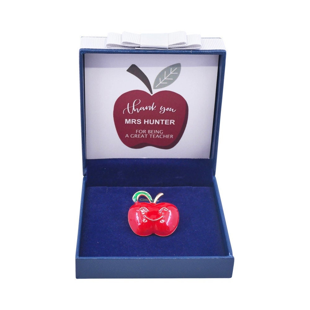 Personalised Gifts For Teachers Apple Brooch Pin Badge  Best Teacher Boxed Gift Set Teacher Assistant Apple Christmas Birthday Thank You