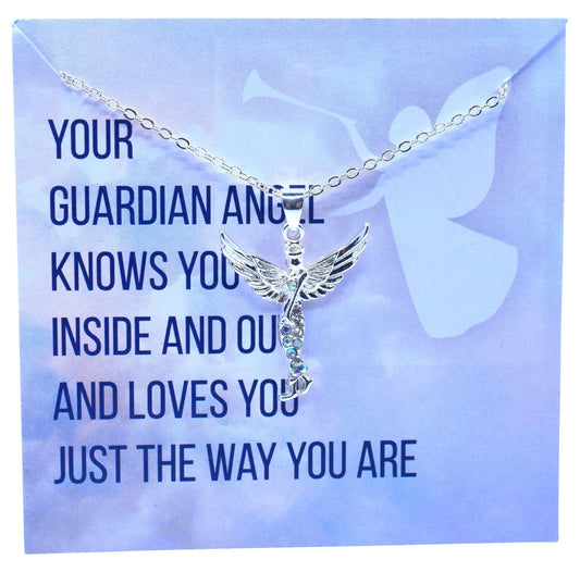 Guardian Angel Necklace Angel Pendant Jewellery Lucky Charm Memorial Gifts Birthday Mothers Day Personalised Gifts Mum Sister Friend Nan UK