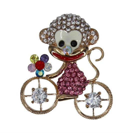 Monkey Bicycle Brooch Crystal Stones Hand Made UK Brooches for Women  Pin Badges Christmas Vintage Gifts Mum Nan Sister Friend Birthday UK