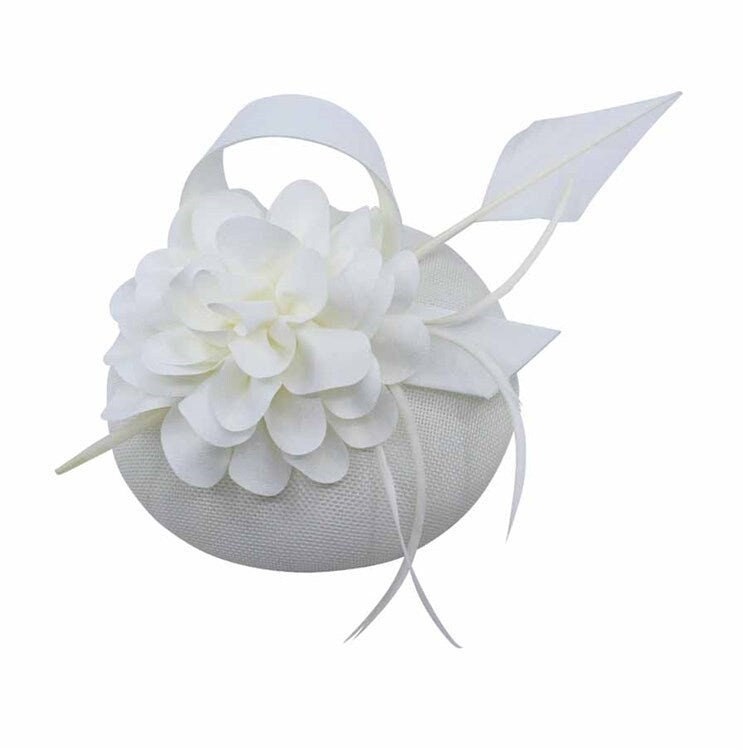 New Peach White  Fascinator Wedding Ascot Hat Hair Small Neon Fascinator Brooch Clip Mother Of The Bride Bridal UK Seller