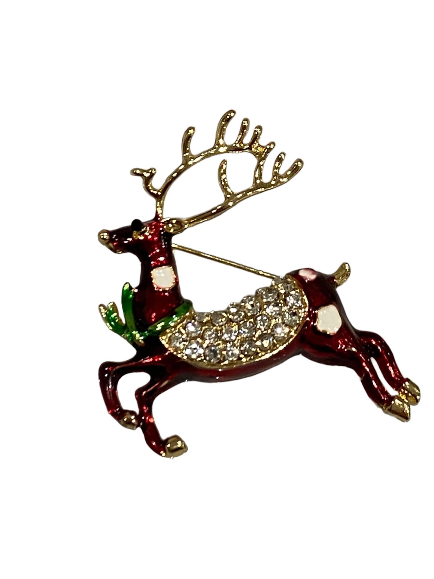 Christmas Brooch 2022 UK Seller Christmas Bells Santa Sleigh Reindeer Decorations Crystal Pin Badge Boxed XMAS Personalised Gifts Ladies