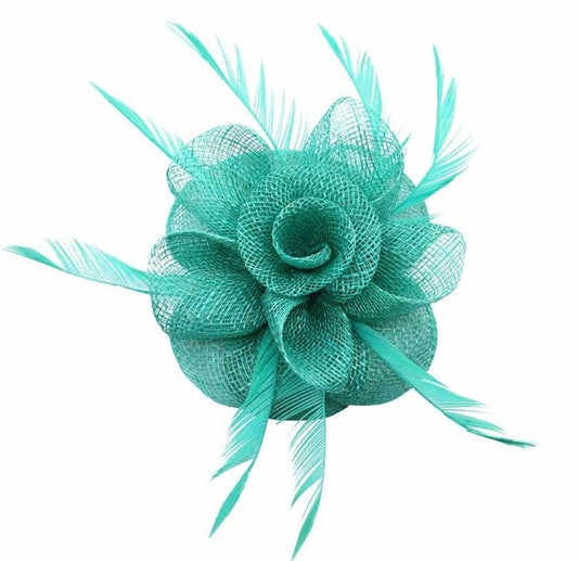 Coral Jade Blue Silver Fascinator Wedding Ascot Hat Hair Small Flower  Fascinator Brooch Clip Mother Of The Bride Bridal UK Seller