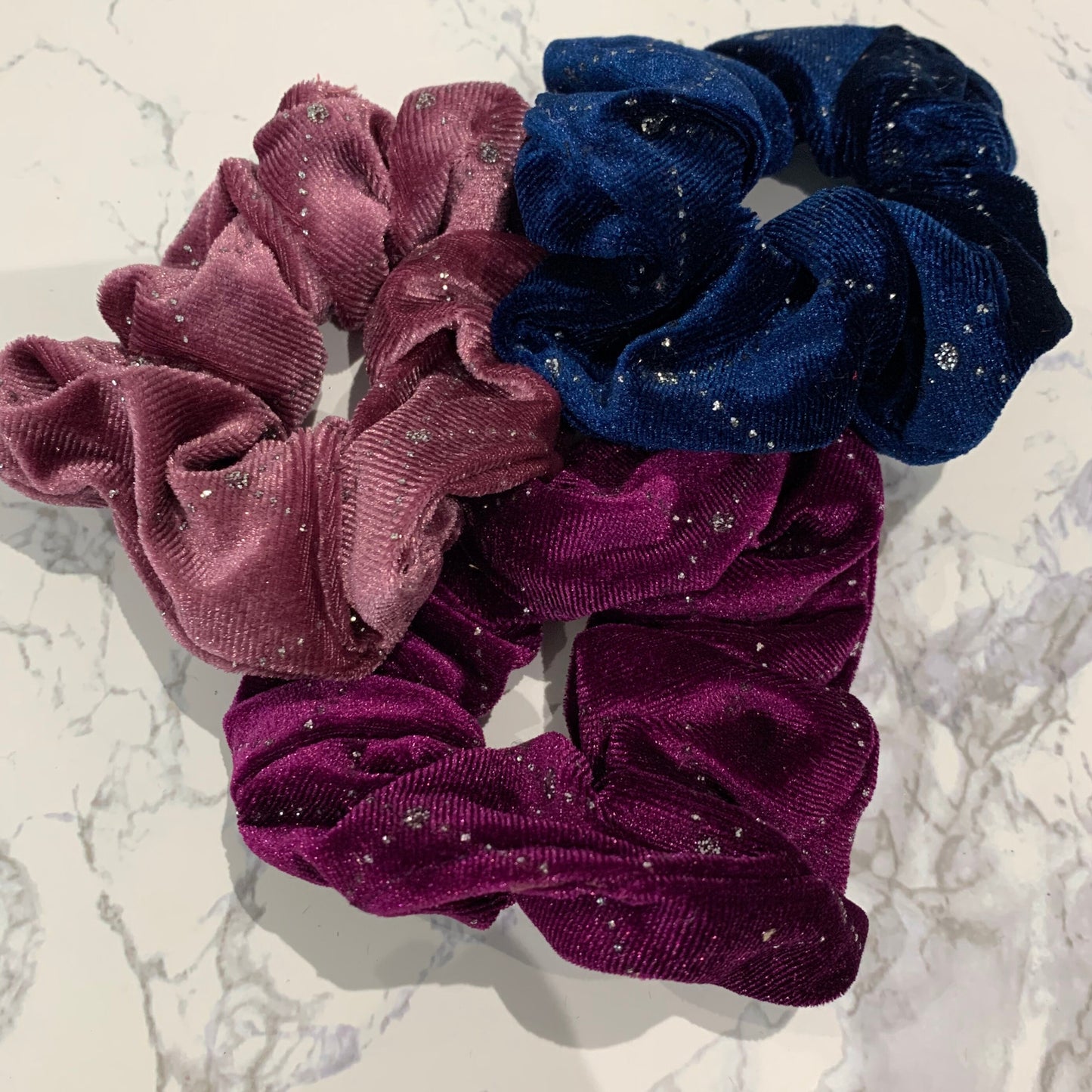 Large Velvet Scrunchies 2 Pack Bobbles UK Seller Soft Snag free Hair Accessories Hair Ties Winter Colours