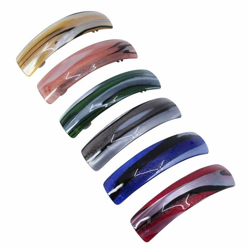 Large French Clip Hair Barrette Clips Grips Hair Clamp Slide Hair Accessories Hair Tools Women Girls UK Seller Marble Design Oval Rectangle