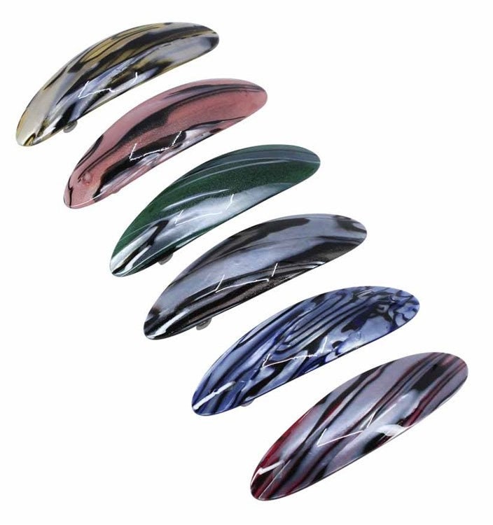 Large French Clip Hair Barrette Clips Grips Hair Clamp Slide Hair Accessories Hair Tools Women Girls UK Seller Marble Design Oval Rectangle