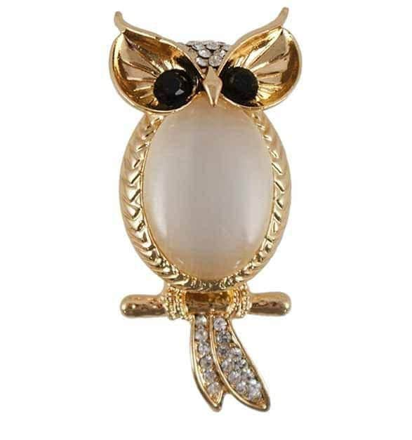 Owl Brooch Gold Crystal Stones Hand Made UK Brooches for Women Bird Pin Badges Christmas Vintage Wise Owl Teacher Gifts UK Seller