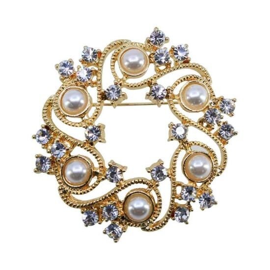 Vintage Pearl Brooch Genuine Crystal Gifts For Women Mum Nan Sister Friend Teacher Mothers Day Birthday Pins Badges UK Seller Gift Set