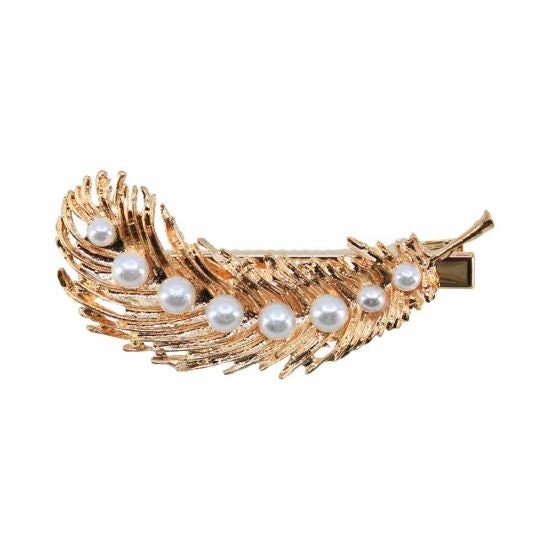 Feather Pearl Concord Clip Gold Silver Hair Accessories Hair Grips Pins Bridal Crocodile Clips Barrettes UK Seller