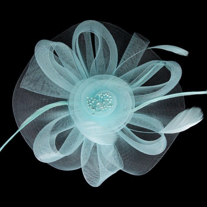 Blue Pink Ivory Fascinator Wedding Ascot  Hat Hairband  Mesh Feather  Fascinator Hair Clip Mother Of The Bride Ascot Bridal UK Seller