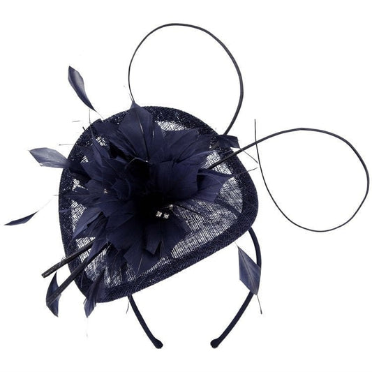 Navy Fascinator Wedding Ascot Hat Hairband Headband  Small Fascinator Brooch Clip Mother Of The Bride Bridal UK Seller