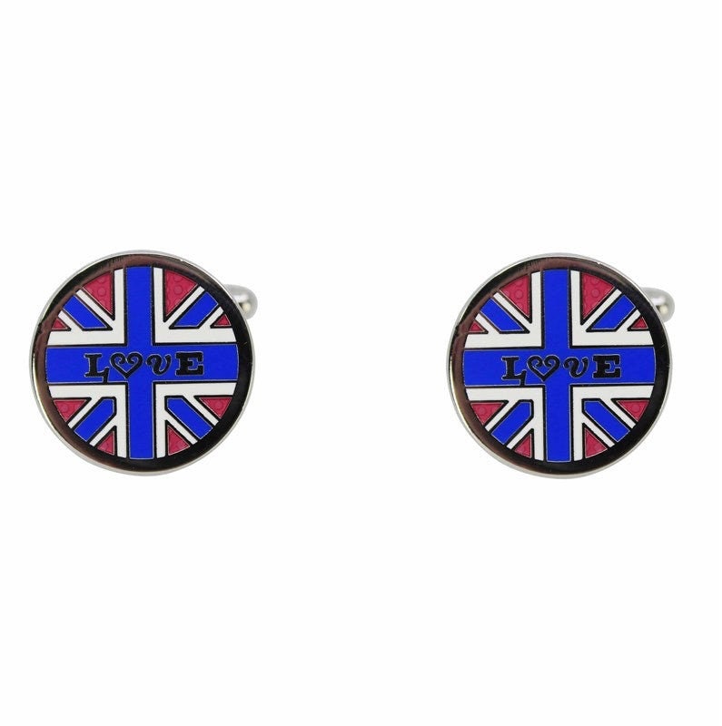 British Union Jack Cufflinks Peace Love UK Flag Cufflinks For Men Dad Brother Son Husband Birthday Christmas Gift Set For Him UK Seller