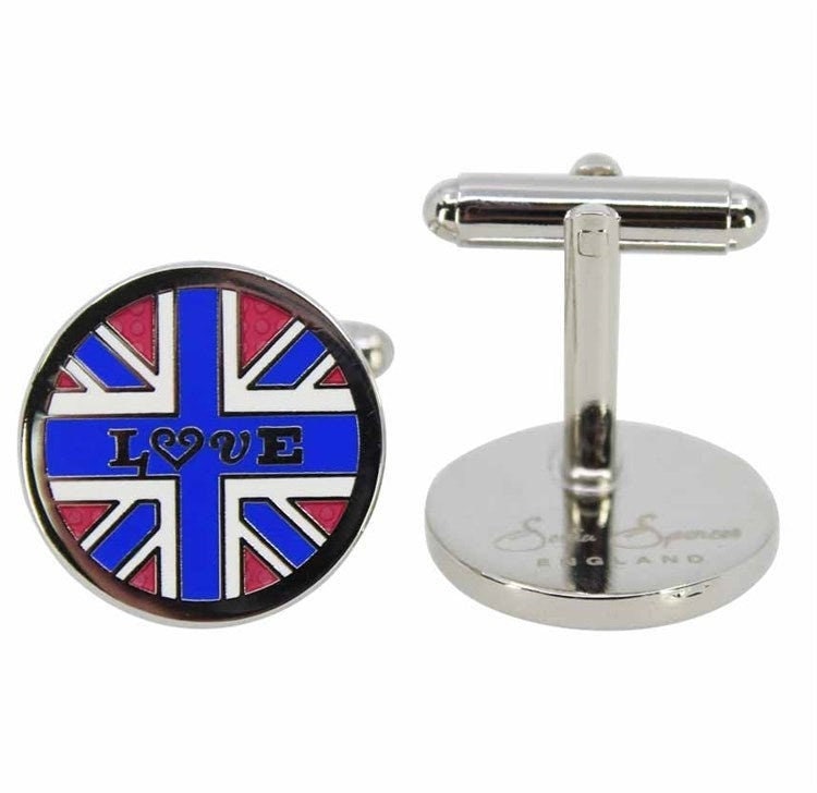 British Union Jack Cufflinks Peace Love UK Flag Cufflinks For Men Dad Brother Son Husband Birthday Christmas Gift Set For Him UK Seller