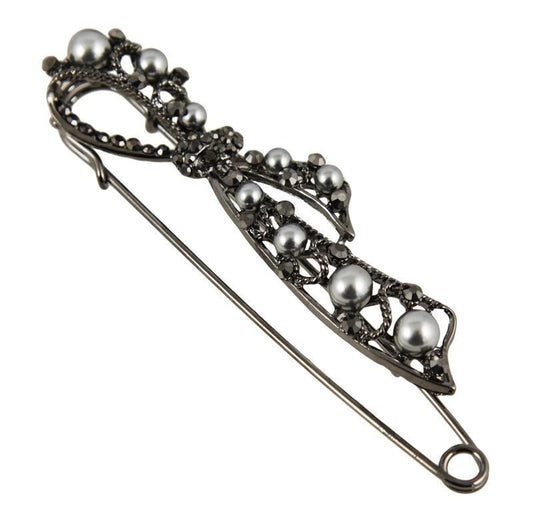 Scarf Clip Brooch Gun Metal Bow Safety Pin Brooches Bow Design Women Scarves Gifts