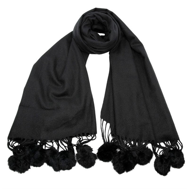 Pom Pom Scarf Cashmere Feel Super Soft Winter Scarves Christmas Gifts Some UK Seller