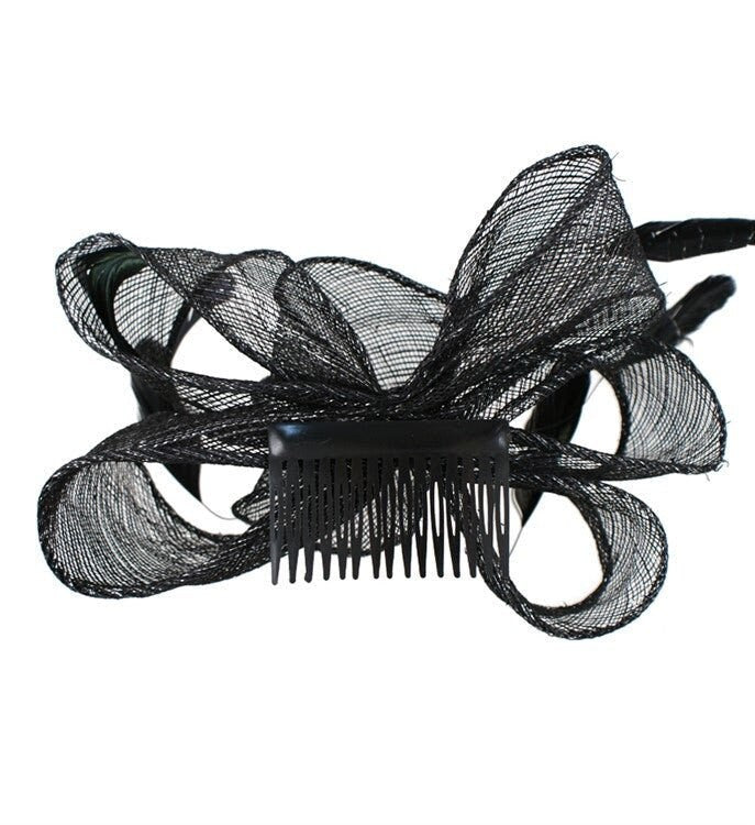 Black Grey White Metallic Fascinator Wedding Ascot Hat Hairband Headband Small Fascinator Brooch Clip Mother Of The Bride Bridal UK Seller