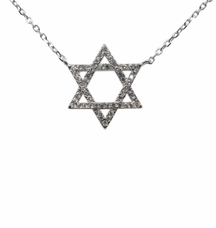 Sterling Silver Star Of David Magen Dovid  Necklace Cubic Zirconia Stones Gift For Women Mum Nan Sister Friend Birthday Chanukah Batmitzvah