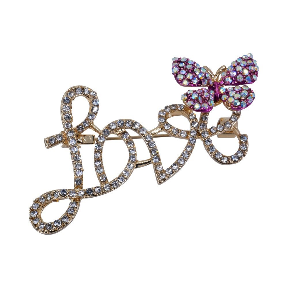 Mothers Day Brooch Love Butterfly Pin Badges Crystal for Women Boxed Gift Set Keepsake Mum