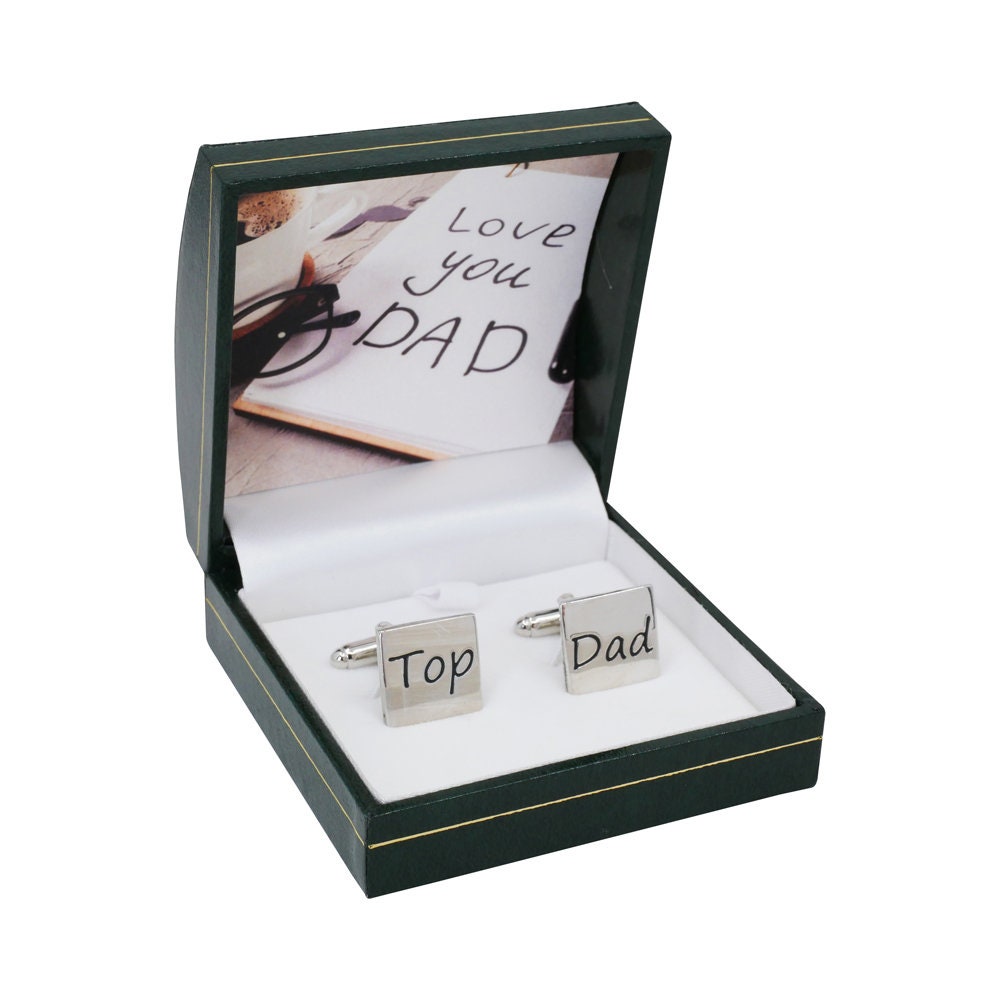 Engraved Cufflinks Top Dad Fathers Day Birthday Christmas Gifts For Dad Grandad Accessories For Men Silver Cuff Links Boxed