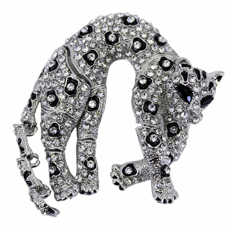 Jaguar Brooch Crystal Stones Hand Made UK Cat Brooches for Women Bird Pin Badges Christmas Vintage