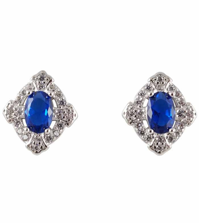 Sterling Silver Sapphire And Cubic Zirconia Stud Earrings CZ Bridal Mother Of The Bride Christmas UK Mother’s Day SincerelyForYou