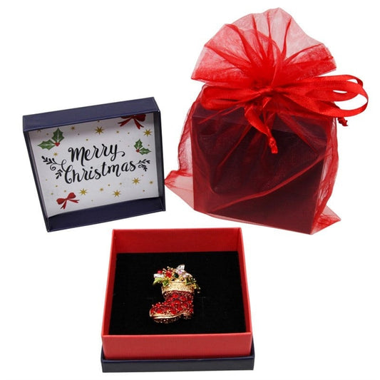 Christmas Brooch 2022 UK Seller Christmas Candy Cane Bauble Decorations Crystal Pin Badge Boxed Set XMAS Personalised Gifts for Ladies