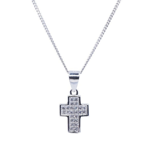 Sterling Silver CZ Parve Cross Pendant on 18" Curb Chain, , Present For Birthday, Christmas Present, UK Seller SincerelyForYou