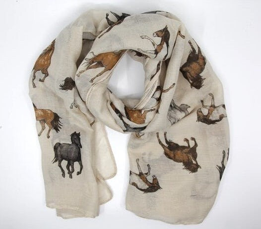 Horse Print Maxi Scarf High Quality Cotton Feel Super Soft Winter Scarves Christmas Gifts  UK Seller