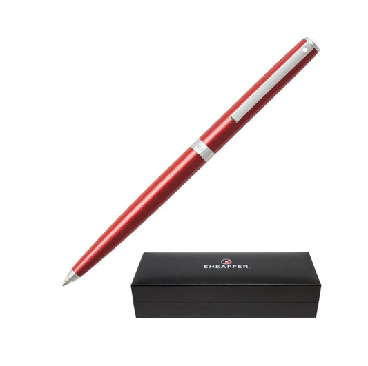 Sheaffer Sagaris Chrome Ballpoint Pen Metallic Red Luxury Pens Christmas Birthday Gifts Dad Husband Brother Men