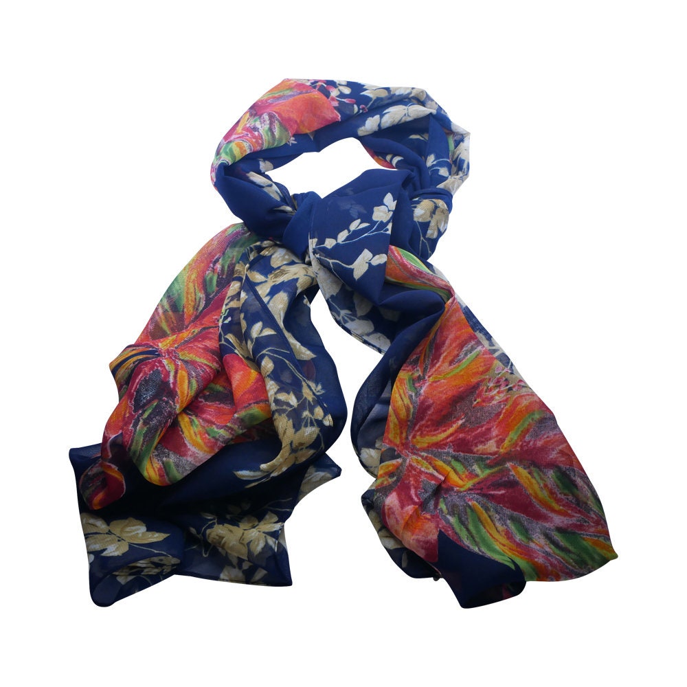 Floral Print Chiffon Scarf High Quality Ladies Scarves Christmas Gifts Mothers Day UK Seller Wrap Shawl Women Neck Scarves Box Gift Set